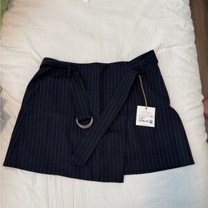 American Eagle Outfitters Dark Blue Striped Skirt with Belt